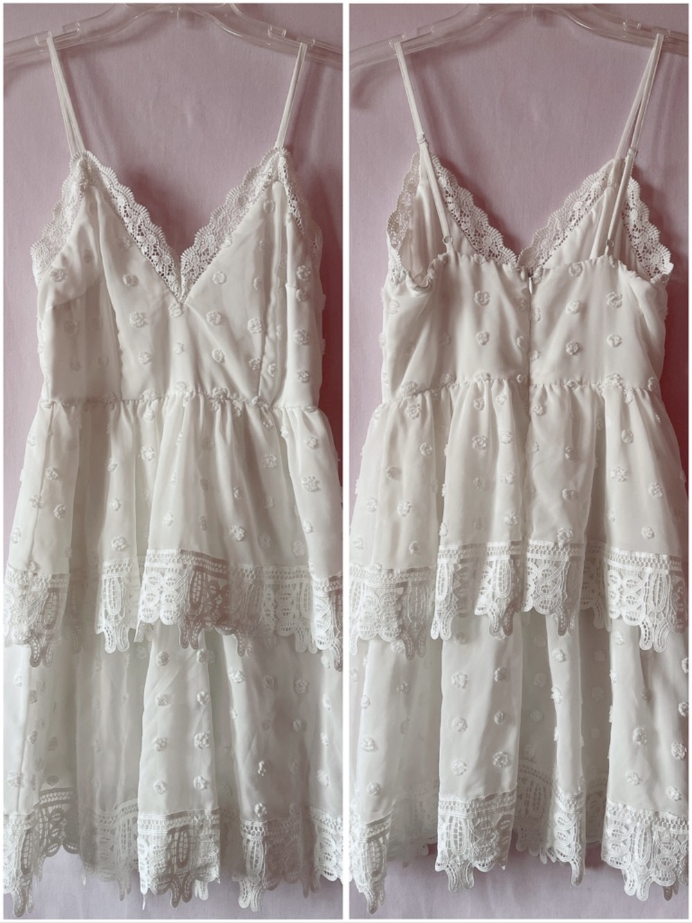 Southern Fried Chics Soft White Lace Trim Ruffle Midi Dress ▫️⚜️🤍